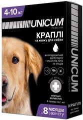 Краплі Unicum Premium+ проти бліх, кліщів і гельмінтів на чубку для собак 4-10 кг 11110 фото