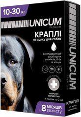 Краплі Unicum Premium+ проти бліх, кліщів і гельмінтів на чубку для собак 10-30 кг 11111 фото